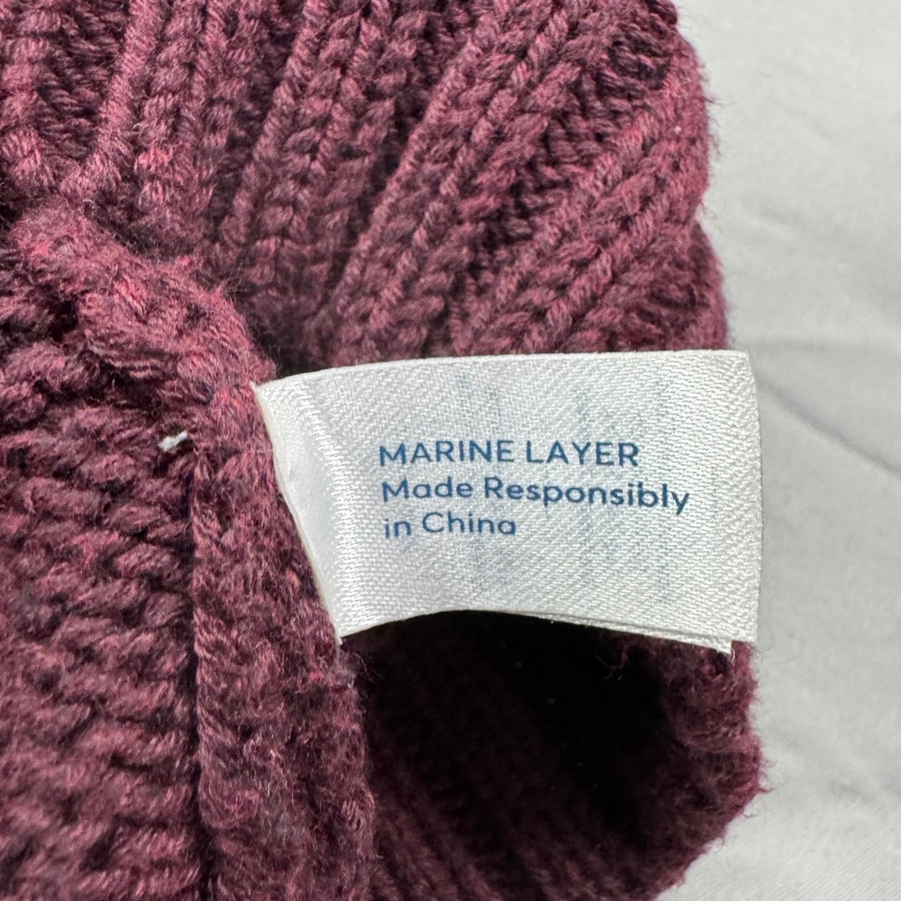 Marine Layer Fair Isle Textured Chunky Knit Sweater Mens M Burgundy Holiday - Picture 7 of 7